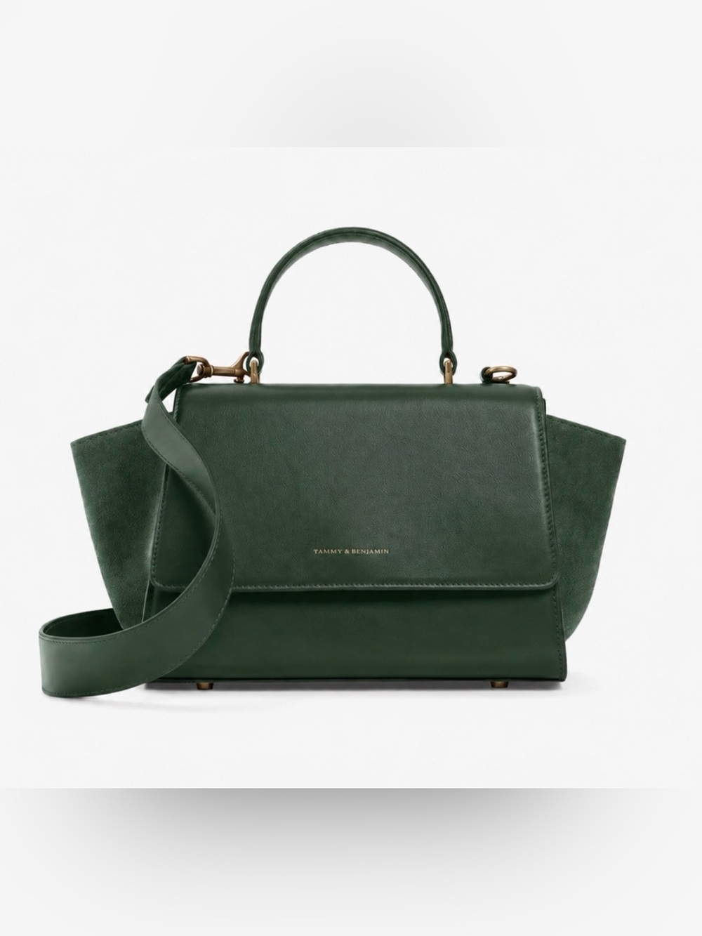 NWB Tammy & Benjamin Alexia Top Handle Crossbody Bag Purse Emerald Green Leather